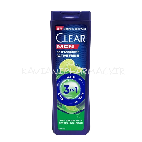 کلییر شامپو 3در 1 آقایان طراوت بخش لیمو 400 میل