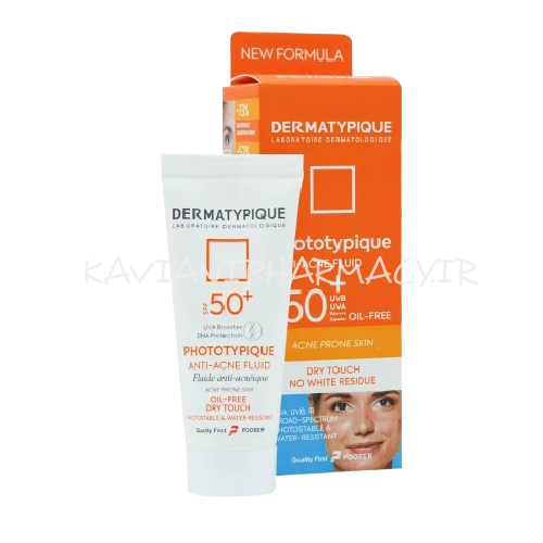 درماتیپیک ضد آفتاب بی رنگ پوست چرب و جوش‌دار SPF50