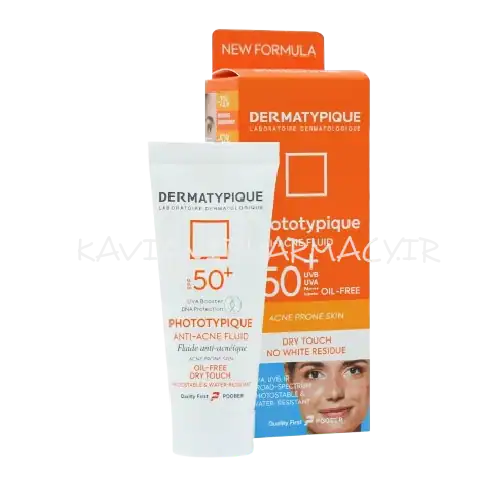 درماتیپیک ضد آفتاب بی رنگ پوست چرب و جوش‌دار SPF50