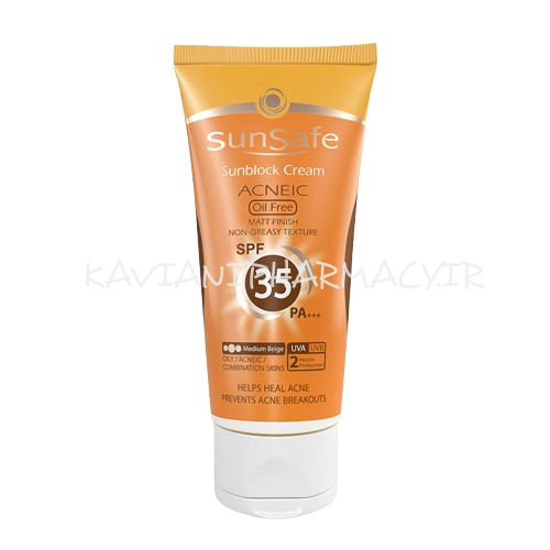 سان سیف کرم ضد آفتاب SPF 35 فاقد چربی – بژ متوسط