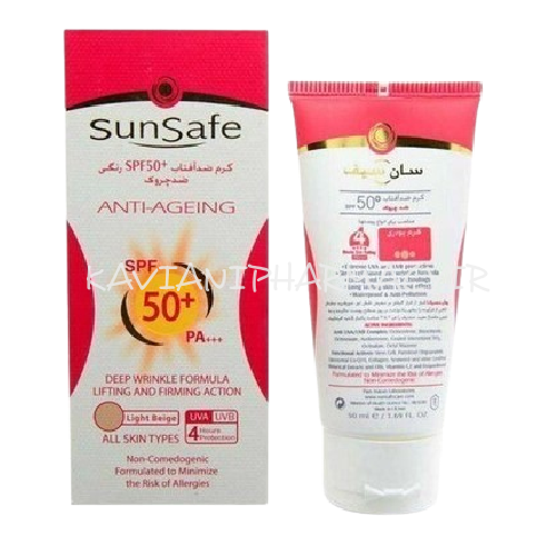 سان سیف ضد آفتاب ضد چروک اس پی اف 50 انواع پوست کرم پودری بژ روشن