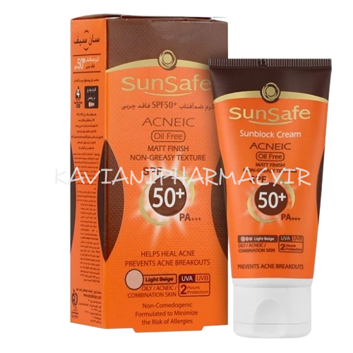 سان سیف ضد آفتاب فاقد چربی اس پی اف 50کرم پودری بژ روشن