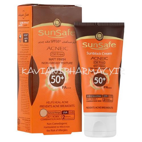 سان سیف ضد آفتاب فاقد چربی اس پی اف 50کرم پودری بژ طبیعی