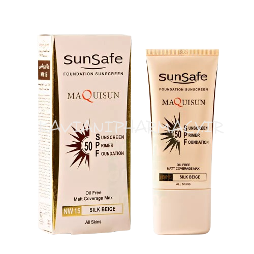 ضد آفتاب کرم‌ پودری MAQUISUN رنگ بژ ابریشمی سان سیف 40 میل