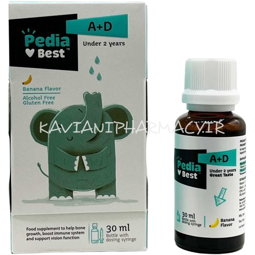 قطره ویتامین آ+د پدیابست با طعم موز 30 میلی لیتر