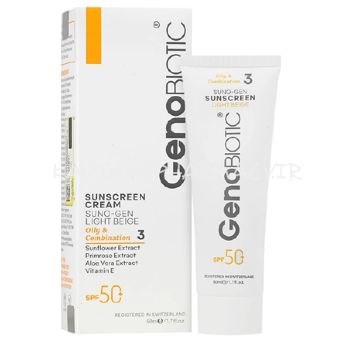 ضد آفتاب SPF50 ژنوبایوتیک پوست چرب بژ روشن